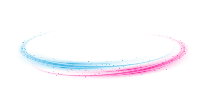 Pink and blue magic spirals with sparkles. Pink and blue light effect. Glitter particles with lines. Swirl effect. png