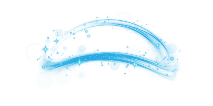 Blue magic spirals with sparkles. Blue light effect. Glitter particles with lines. Swirl effect. png