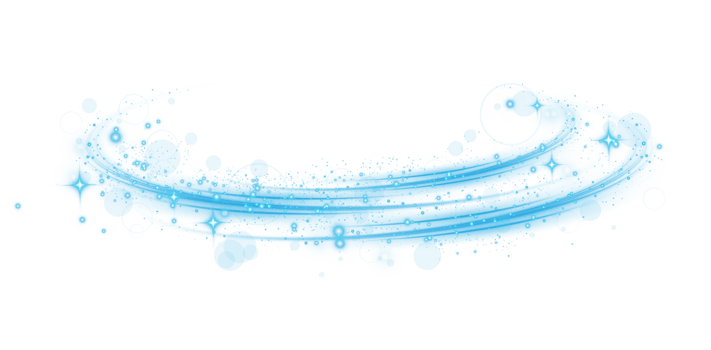 Blue magic spirals with sparkles. Blue light effect. Glitter particles with lines. Swirl effect. png