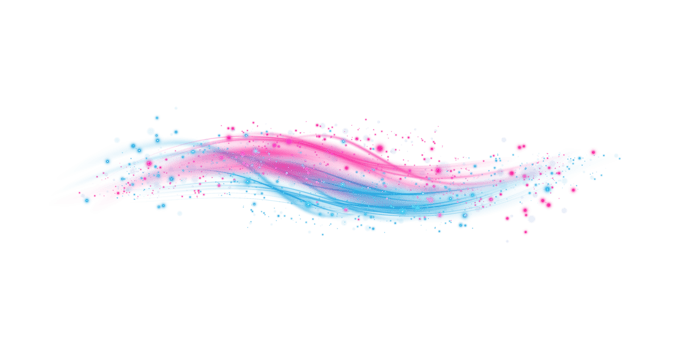 Pink and blue magic spirals with sparkles. Pink and blue light effect. Glitter particles with lines. Swirl effect. png
