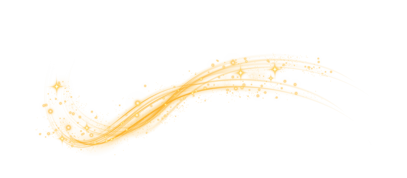 Yellow magic spirals with sparkles. Yellow light effect. Glitter particles with lines. Swirl effect. png