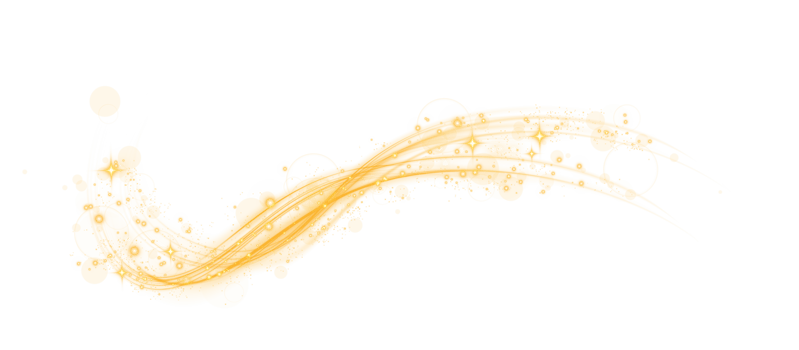 Yellow magic spirals with sparkles. Yellow light effect. Glitter particles with lines. Swirl effect. png