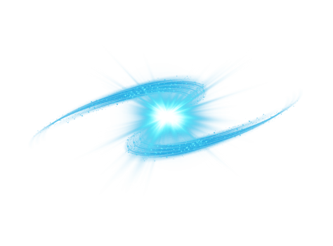 Blue magic spirals with sparkles. Blue light effect. Glitter particles with lines. Swirl effect. png