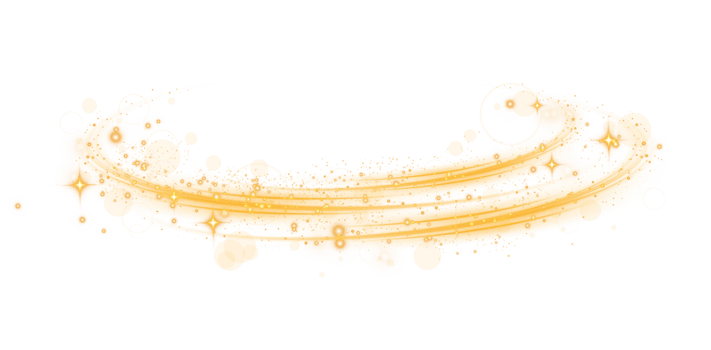 Yellow magic spirals with sparkles. Yellow light effect. Glitter particles with lines. Swirl effect. png