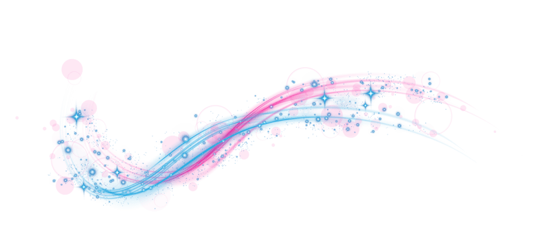 Pink and blue magic spirals with sparkles. Pink and blue light effect. Glitter particles with lines. Swirl effect. png
