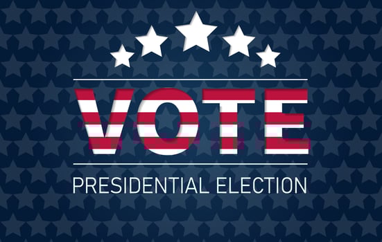 Presidential election in USA. Voting for president banner in paper cut style vector