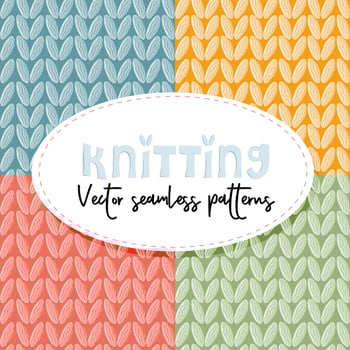 Knitting. Set of colorful vector seamless patterns
