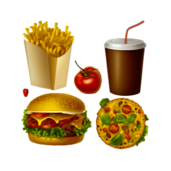 Fries with burger and soda illustration png