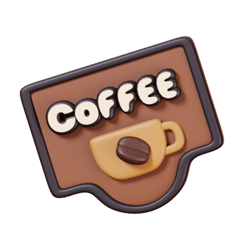 Coffee shop and cafe logo isolated. Coffee shop and cafe icon. 3D render illustration. png