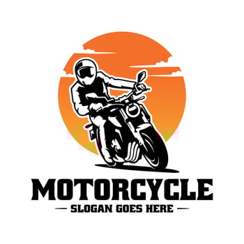 Biker riding motorcycle illustration logo vector