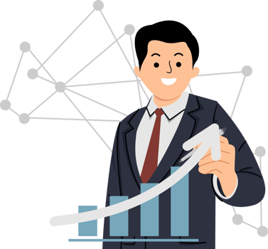 global business growth analyst and asset investment chart business and finance up arrow holographic on virtual screen png