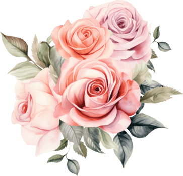 Rose flowers bouquet watercolor. png