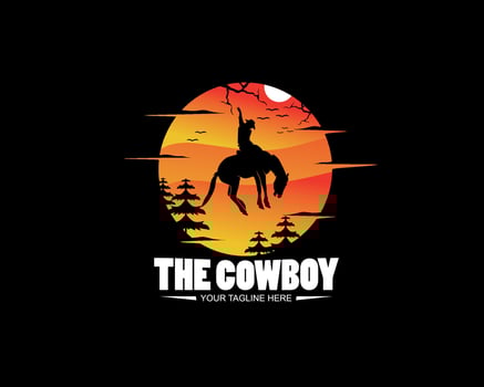 Cowboy riding a horse at night adventure vector