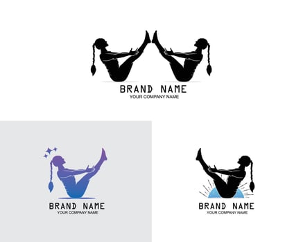 Set of silhouette dance logo design templates collection vector
