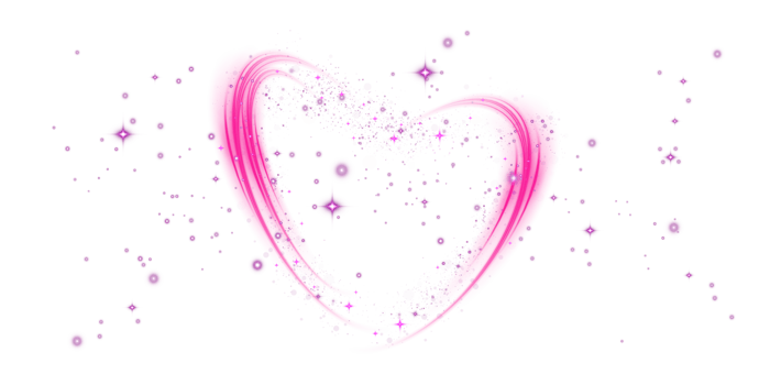 Abstract pink light lines of movement and speed in the shape of heart. Glow light effect. png