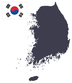 South Korea map with South Korean flag png