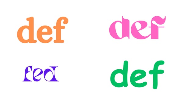 Colorful character of alphabet letter font logo. D E F alphabet logo. Alphabet letters creative fonts monogram logo. Font logo. Alphabet. text effect. 3d alphabet logo. small hand letter font design. vector