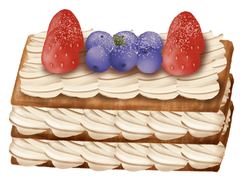 mille feuille Watercolor drawing hand drawn illustration png