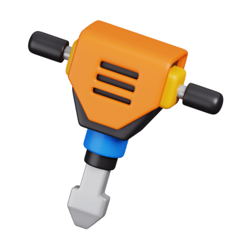 Electric jackhammer. Construction tools minimal icon isolated. 3D render illustration. png