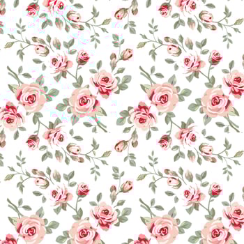 Vector illustration of a seamless floral pattern with cute birds in spring for Wedding, anniversary, birthday and party. Design for banner, poster, card, invitation and scrapbook