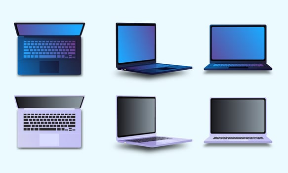 Laptop Top Front Side view Isolated on white Background vector