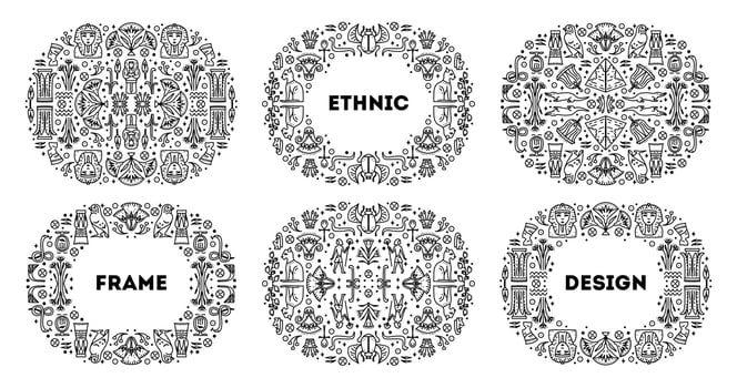 Set of vector african cover templates, decorative geometric Egypt borders