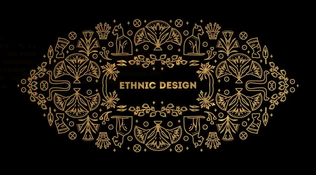 Decorative african border, vector linear Egipt cover template.