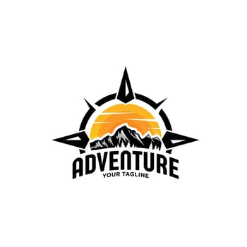 Mountain Compass Adventure Logo Design, Brand Identity Logos Designs Vector Illustration Template