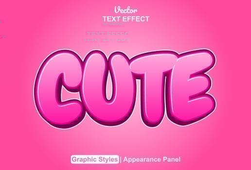 cute text effect with pink graphic style and editable. vector