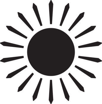 Sun icon black line drawing or doodle logo sunlight symbol weather element png