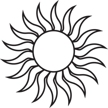 Sun icon black line drawing or doodle logo sunlight symbol weather element png