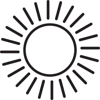 Sun icon black line drawing or doodle logo sunlight symbol weather element png