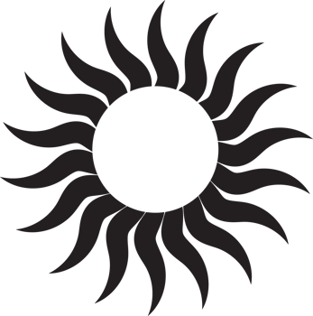 Sun icon black line drawing or doodle logo sunlight symbol weather element png