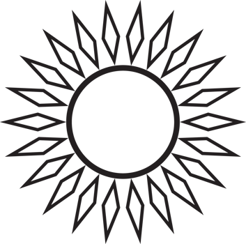 Sun icon black line drawing or doodle logo sunlight symbol weather element png