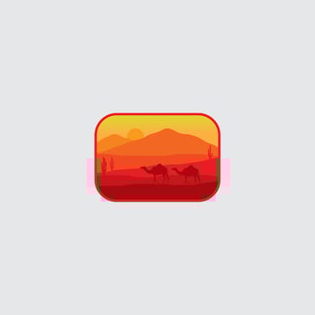 Vector illustration of desert with minimalistic design.