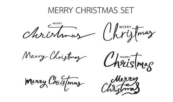 Merry Christmas set collection text calligraphy hand written symbol decoration ornament happy new year merry christmas season greeting december winter time calendar vector illustration celebration