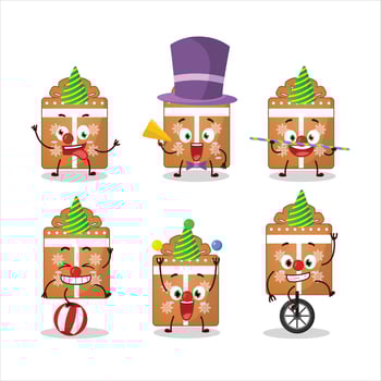 Cartoon character of gift cookies with various circus shows vector