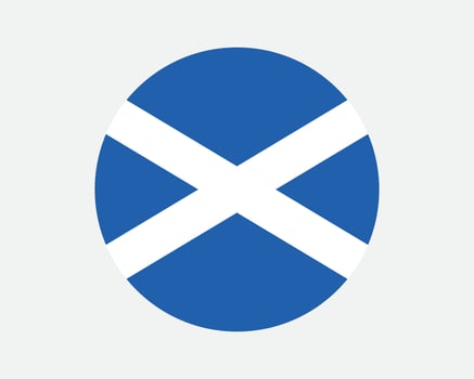Scotland Round Flag. Scottish Scott Circle National Nation Banner Emblem Blue White UK United Kingdom Graphic Clipart Artwork Symbol Sign Vector EPS