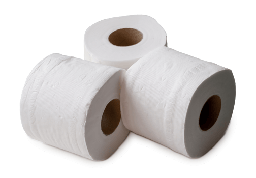 three rolls of white tissue paper or napkin isolated with clipping path. and shadow in png file format