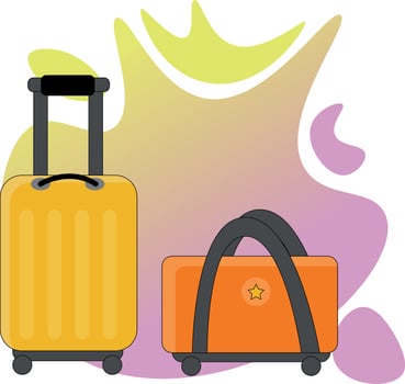 Suitcase bag travel flight tourism leisure stuff stack things suitcase shop vector
