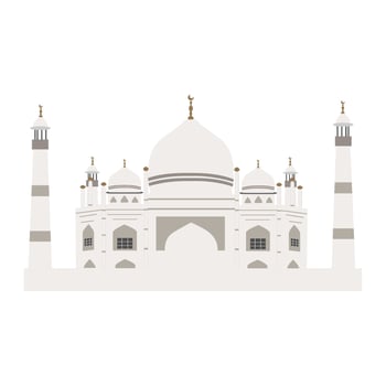 Illustration Of Fatima Zahra Mosque, White mosque . Vector of Mosque Flat Design