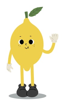 Lemon Character Single cute on a white background vector illustration