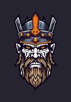Unleash the undead fury of a zombie Viking warrior in this striking hand-drawn illustration vector