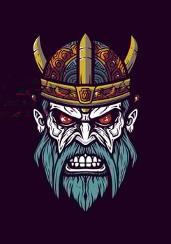 Dive into the dark realm of Norse mythology with a zombie Viking warrior, a haunting and fierce illustration vector