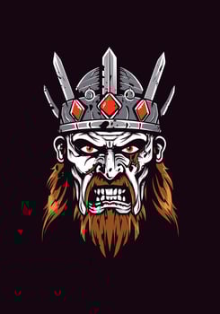 Unleash the undead fury of a zombie Viking warrior in this striking hand-drawn illustration vector