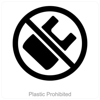 Plastic Prohibited and forbidden icon concept vector