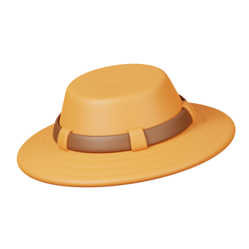 Summer tourist sun hat isolated. Camping and hiking equipment. Summer camp and holiday vacation. 3D rendering png