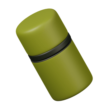 Thermos with cup isolated. Camping and hiking equipment. Summer camp and holiday vacation. 3D rendering png