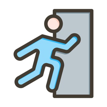 Emergency Exit Thick Line Filled Colors For Personal And Commercial Use. vector