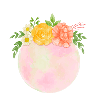 Watercolor floral wreath bouquet label badge png